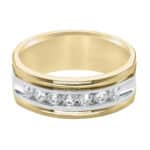 A Two-Tone Diamond Channel Set Mens Wedding Band With Diamonds (8.00mm) with 0.49 CTW of diamonds, set in 14K Gold.