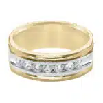 A Two-Tone Diamond Channel Set Mens Wedding Band With Diamonds (8.00mm) with 0.49 CTW of diamonds, set in 14K Gold.