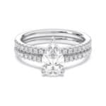 A 1.55 Carat Pear Shape Ring With Wedding Band set in White Gold, featuring a 1.00 CT Pear-shaped diamond engagement ring and a diamond-accented matching wedding band.