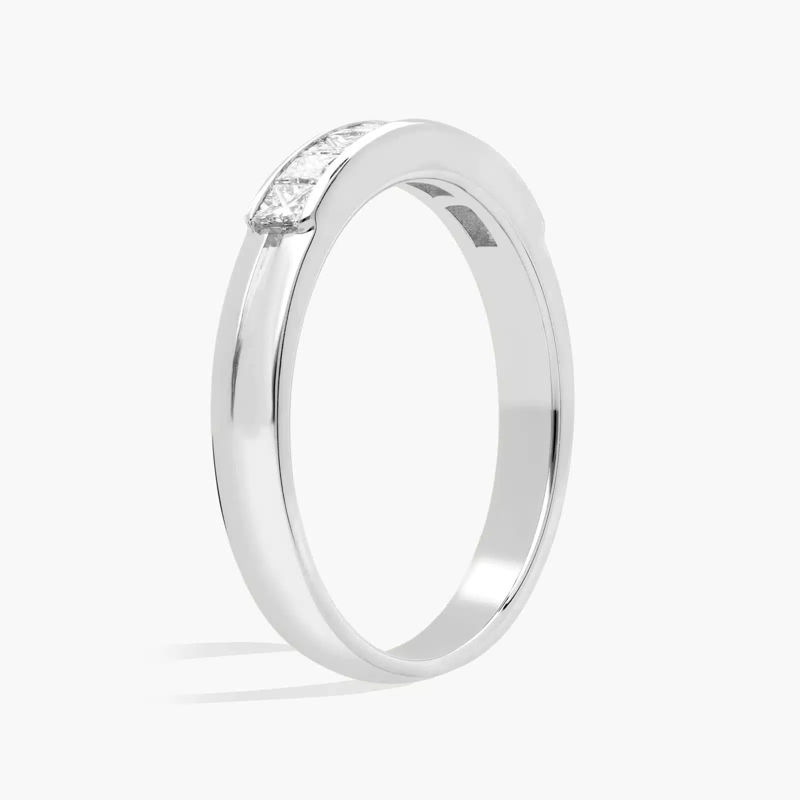 A Channel Set Princess Cut Diamond White Gold Princess Cut Wedding Rings band (4.50mm) in 18K White Gold with 5/8 CTW diamonds.