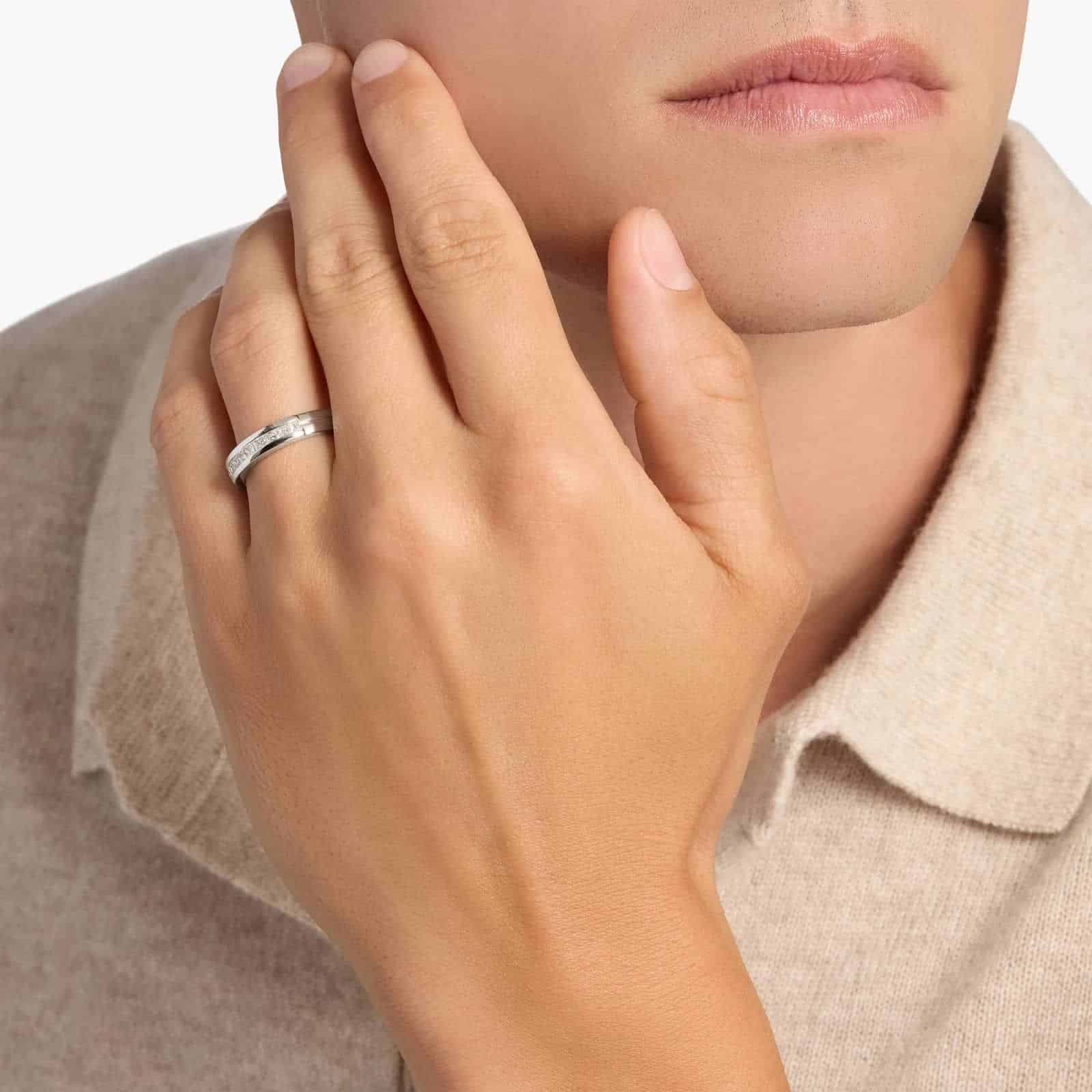 Channel Set Diamond White Gold Princess Cut Wedding Rings model view A Channel Set Princess Cut Diamond White Gold Princess Cut Wedding Rings band (4.50mm) in 18K White Gold with 5/8 CTW diamonds.