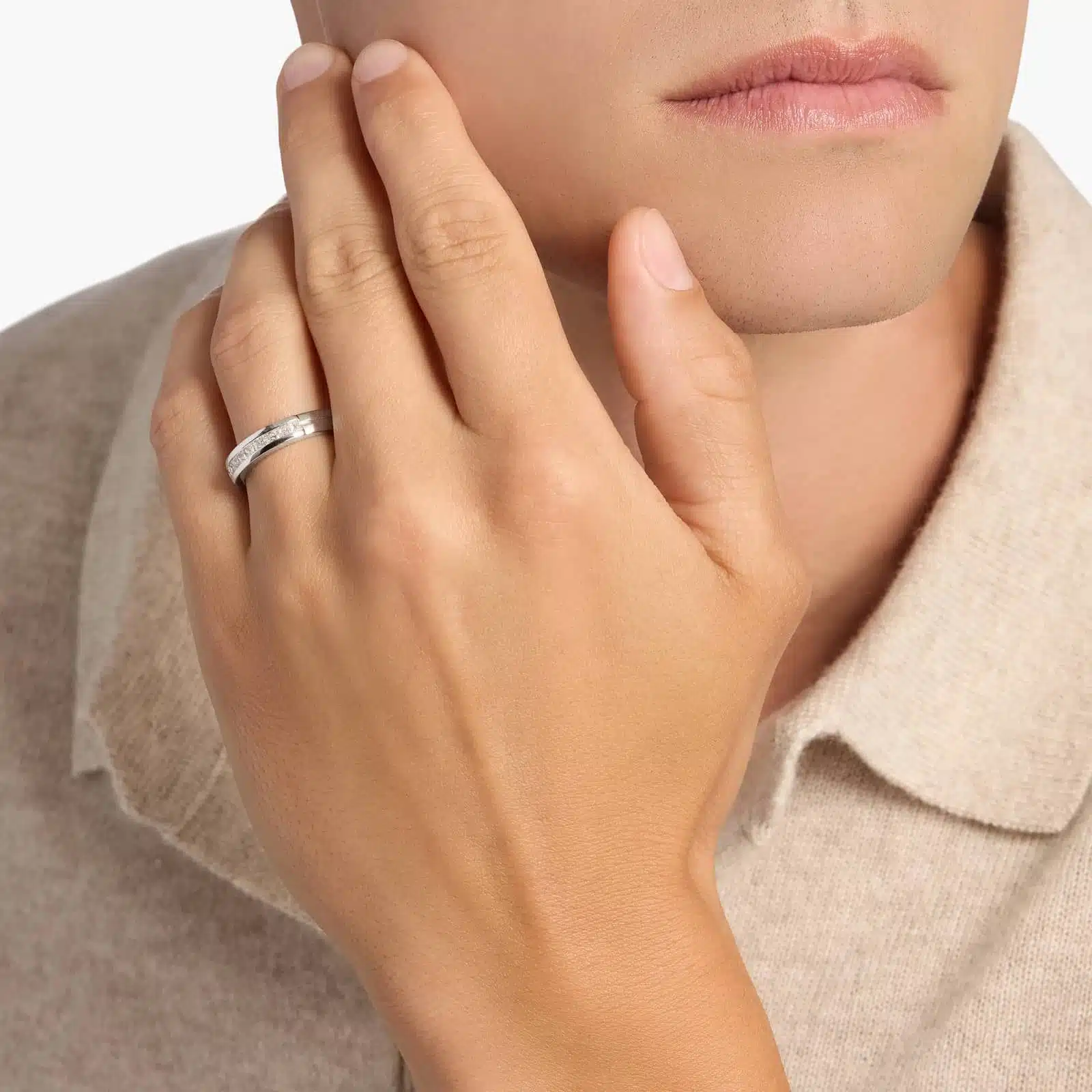 A Channel Set Princess Cut Diamond White Gold Princess Cut Wedding Rings band (4.50mm) in 18K White Gold with 5/8 CTW diamonds.