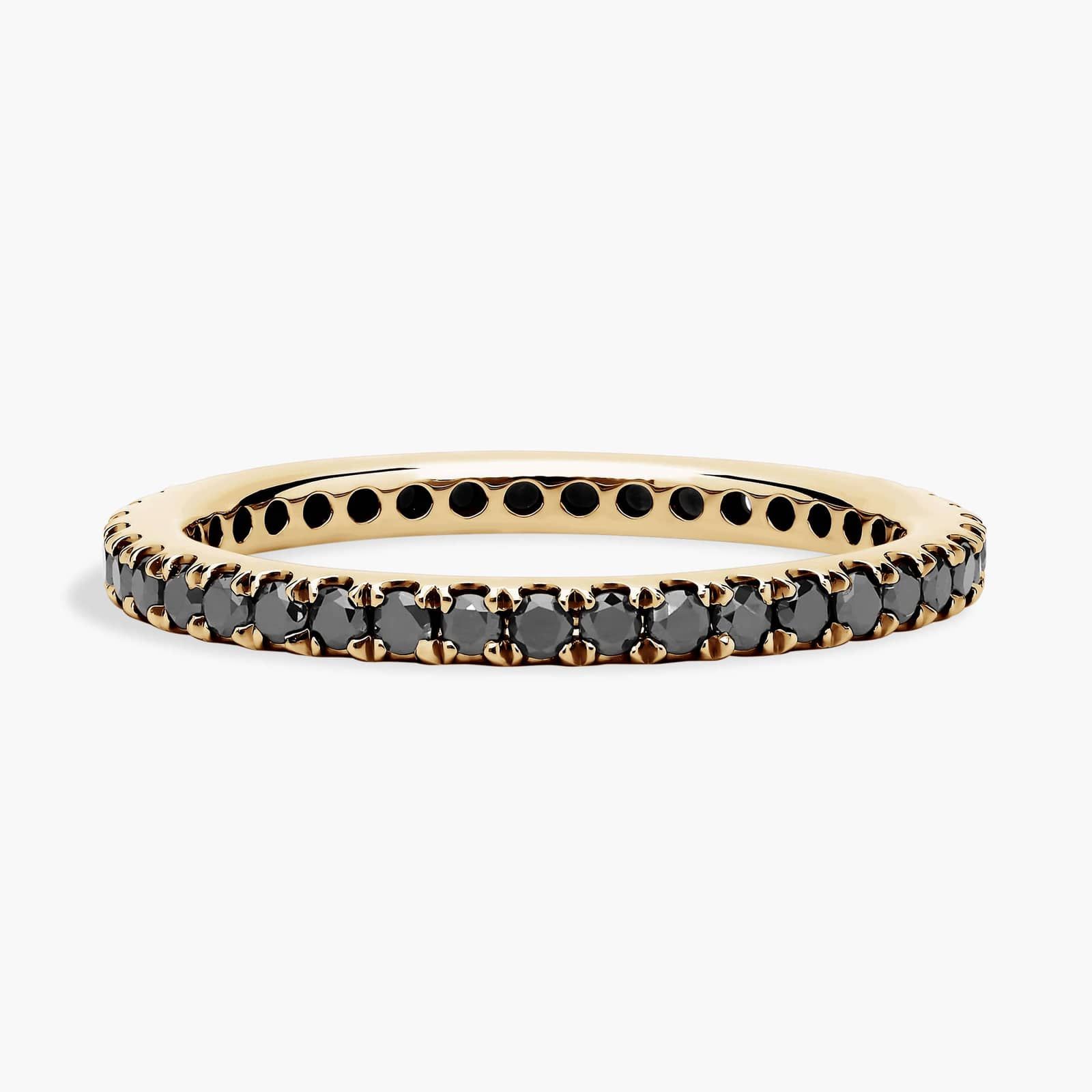 A Riviera Noir Pavé Black Diamond Black Wedding Rings For Women band (1.50mm) in 18K Yellow Gold with 0.50 CTW black diamonds.