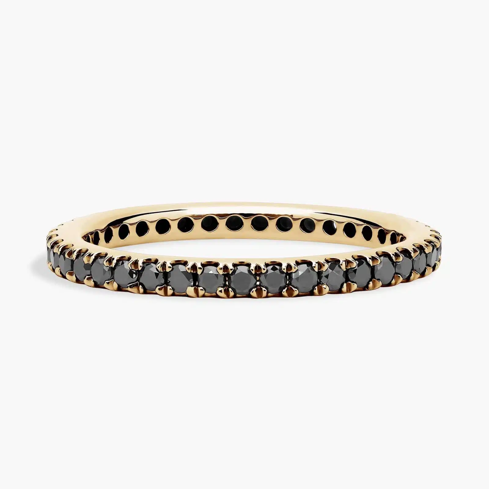A Riviera Noir Pavé Black Diamond Black Wedding Rings For Women band (1.50mm) in 18K Yellow Gold with 0.50 CTW black diamonds.
