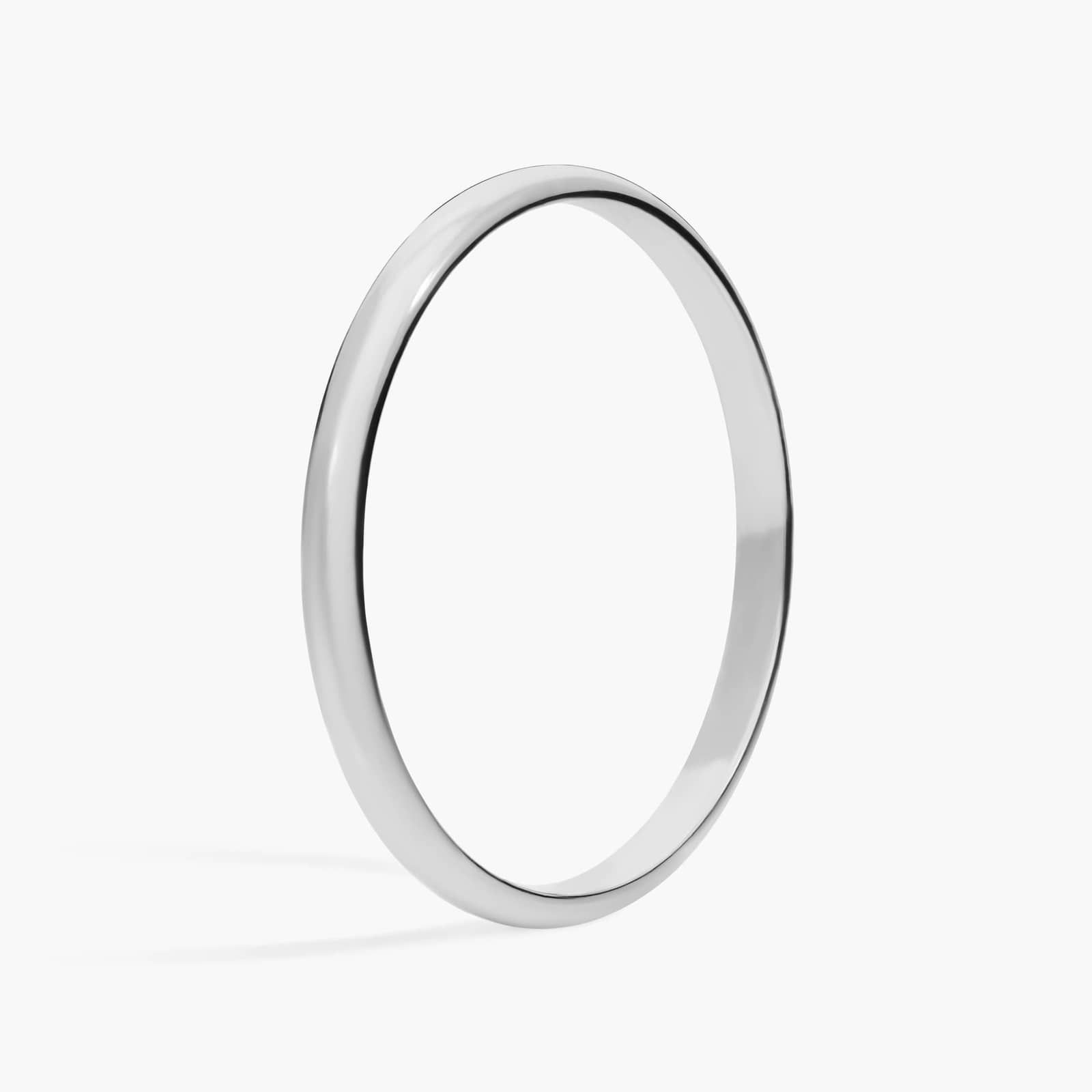 A classic 18K White Gold Simple Wedding Rings For Women plain band with a 2.00mm width and high polish finish.