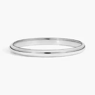 A classic 18K White Gold Simple Wedding Rings For Women plain band with a 2.00mm width and high polish finish.