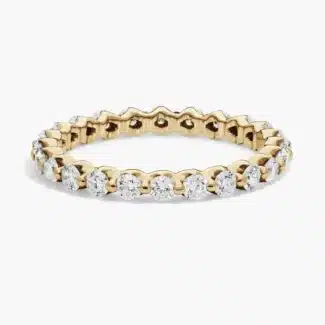 A Floating Eternity Lab Created Diamond Wedding Set Rings On Sale Women band (2.40mm) in 14K Yellow Gold with 1 CTW of F-G/VS2-SI1 Round Lab-Grown Diamonds.