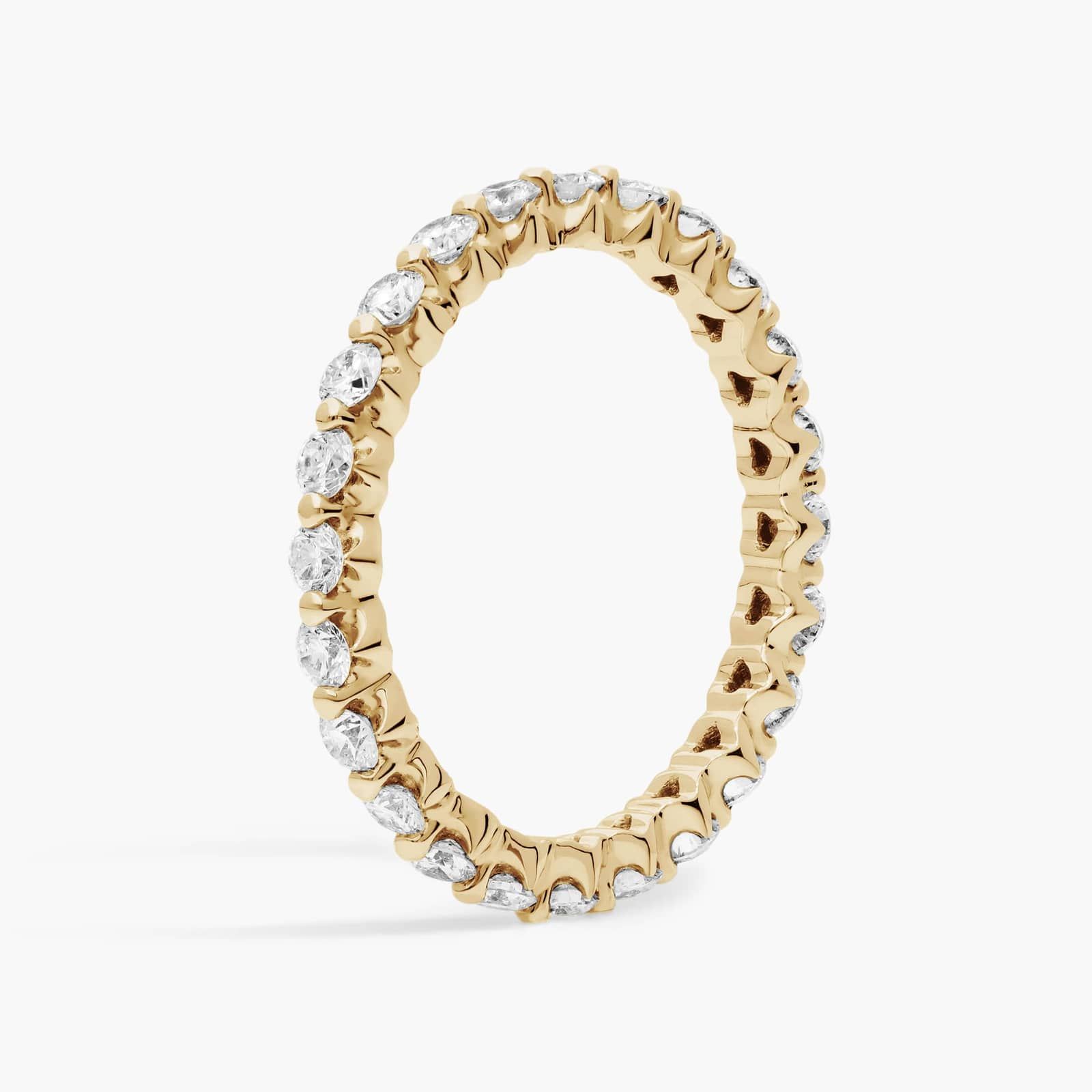 A Floating Eternity Lab Created Diamond Wedding Set Rings On Sale Women band (2.40mm) in 14K Yellow Gold with 1 CTW of F-G/VS2-SI1 Round Lab-Grown Diamonds.