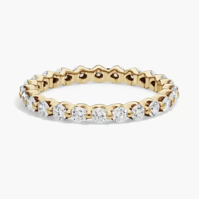A Floating Eternity Lab Created Diamond Wedding Set Rings On Sale Women band (2.40mm) in 14K Yellow Gold with 1 CTW of F-G/VS2-SI1 Round Lab-Grown Diamonds.