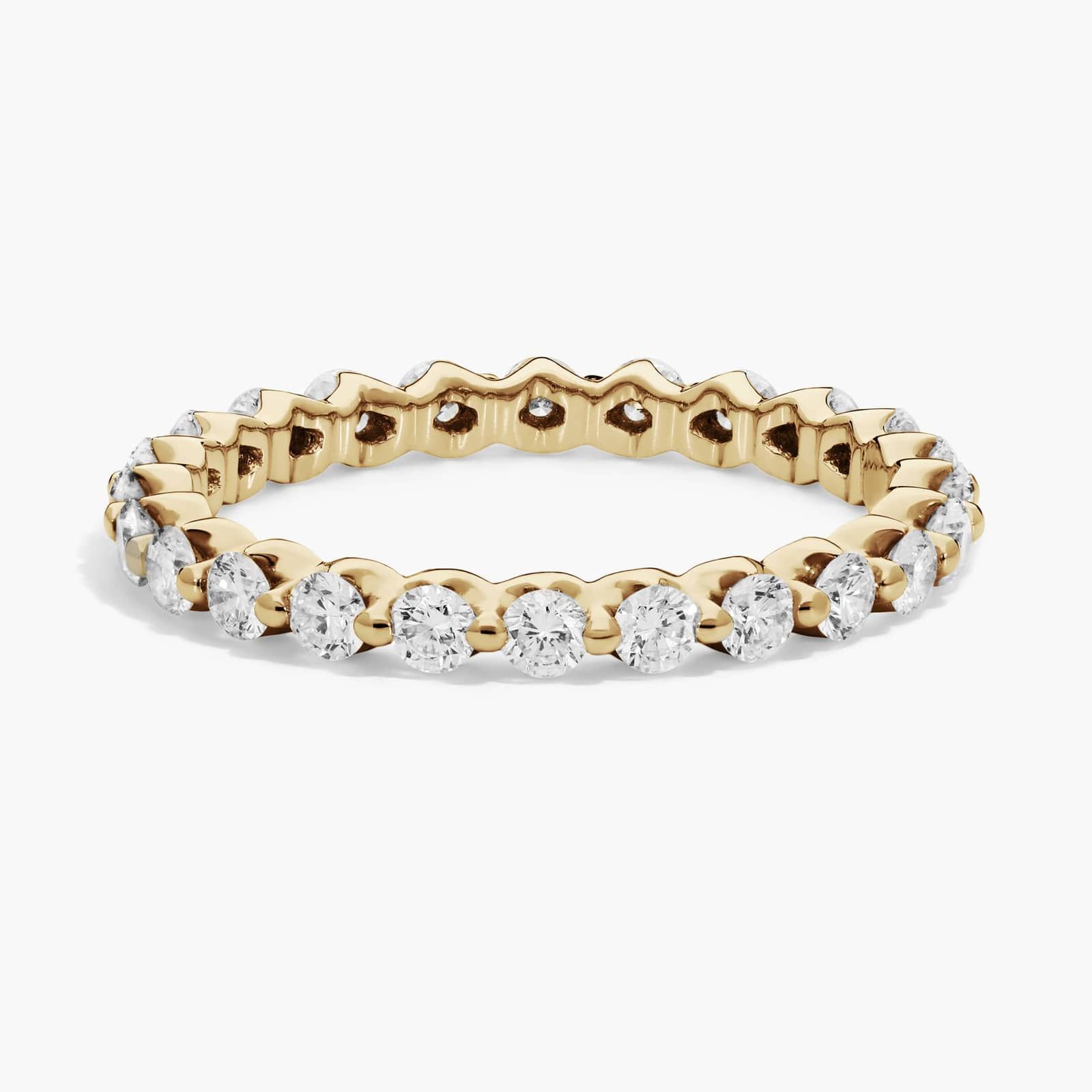 A Floating Eternity Lab Created Diamond Wedding Set Rings On Sale Women band (2.40mm) in 14K Yellow Gold with 1 CTW of F-G/VS2-SI1 Round Lab-Grown Diamonds.