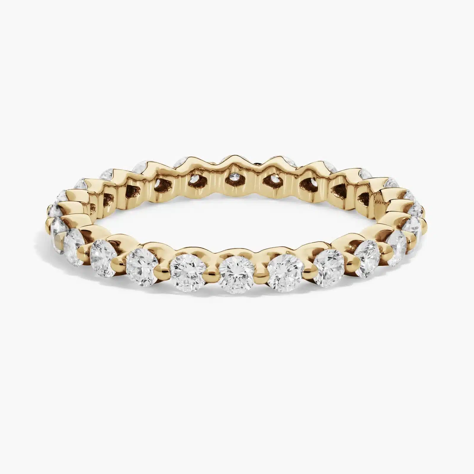 A Floating Eternity Lab Created Diamond Wedding Set Rings On Sale Women band (2.40mm) in 14K Yellow Gold with 1 CTW of F-G/VS2-SI1 Round Lab-Grown Diamonds.