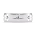 A 7mm wide 14K White Gold Diamond Wedding Rings For Women eternity band with a grooved design and 0.5 CTW natural round diamonds.