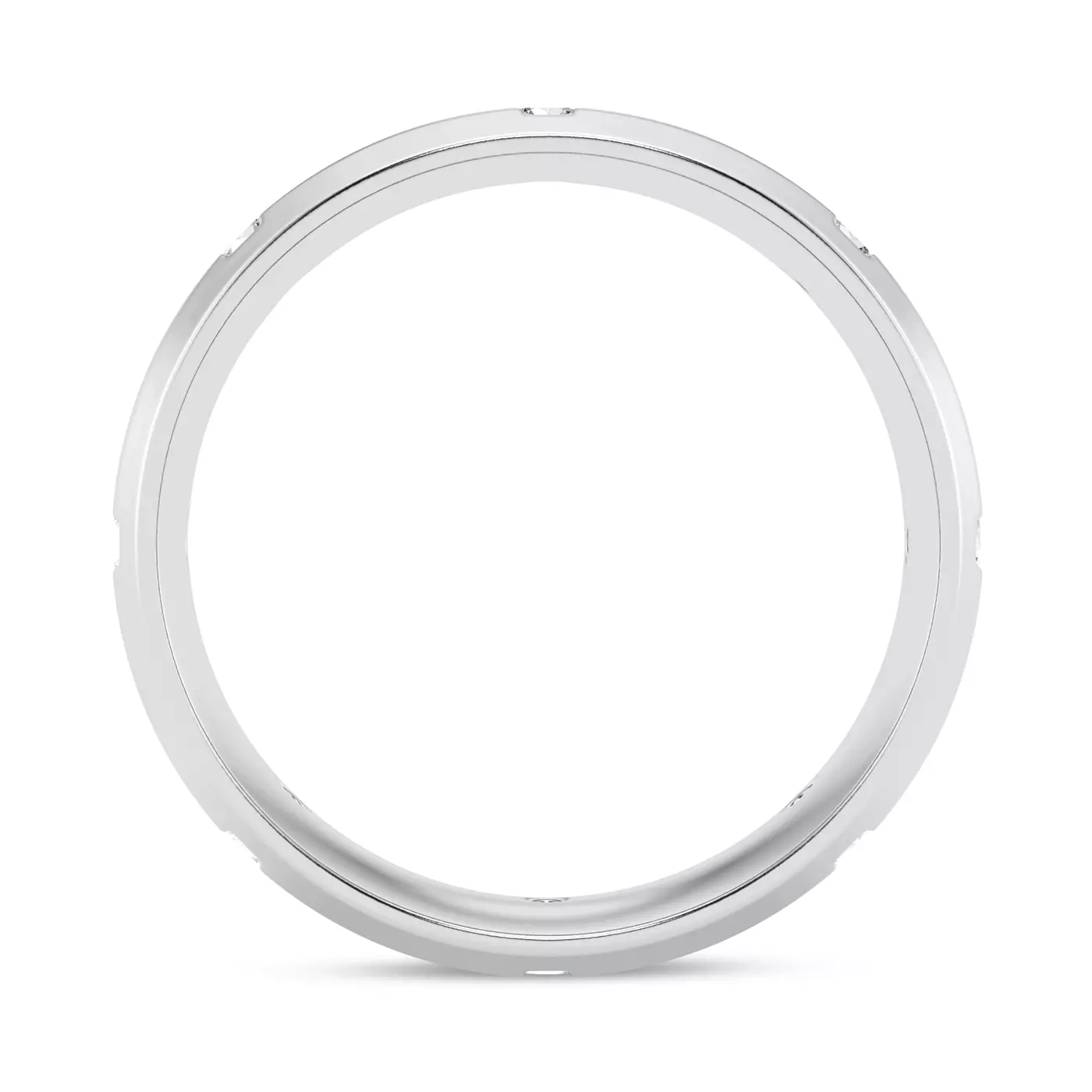 grooved-eternity-wide-band-wedding-rings-with-diamonds-7mm 3 A 7mm wide 14K White Gold Diamond Wedding Rings For Women eternity band with a grooved design and 0.5 CTW natural round diamonds.