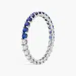 A Half and Half Sapphire and Diamond Eternity Sapphire Wedding Rings For Women band (2.00mm) in 14K White Gold with 0.52 CTW sapphires and 0.48 CTW diamonds.