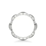 A 14K White Gold Diamond Wedding Rings For Women eternity band (2.50mm) featuring 0.12 CTW round diamonds alternating with black ceramic marquise inlays.