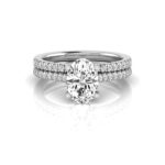 An IGI Certified Stacked Wedding Bands With Engagement Ring set in 14K White Gold featuring a 2.00 CT Oval Lab-Grown Diamond and a 0.50 CTW stackable wedding band.