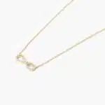 14K yellow gold infinity necklaces valentine's day jewelry for her featuring a diamond pavé infinity symbol on a 16-inch cable chain.