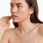 14K yellow gold infinity necklaces valentine's day jewelry for her featuring a diamond pavé infinity symbol on a 16-inch cable chain.