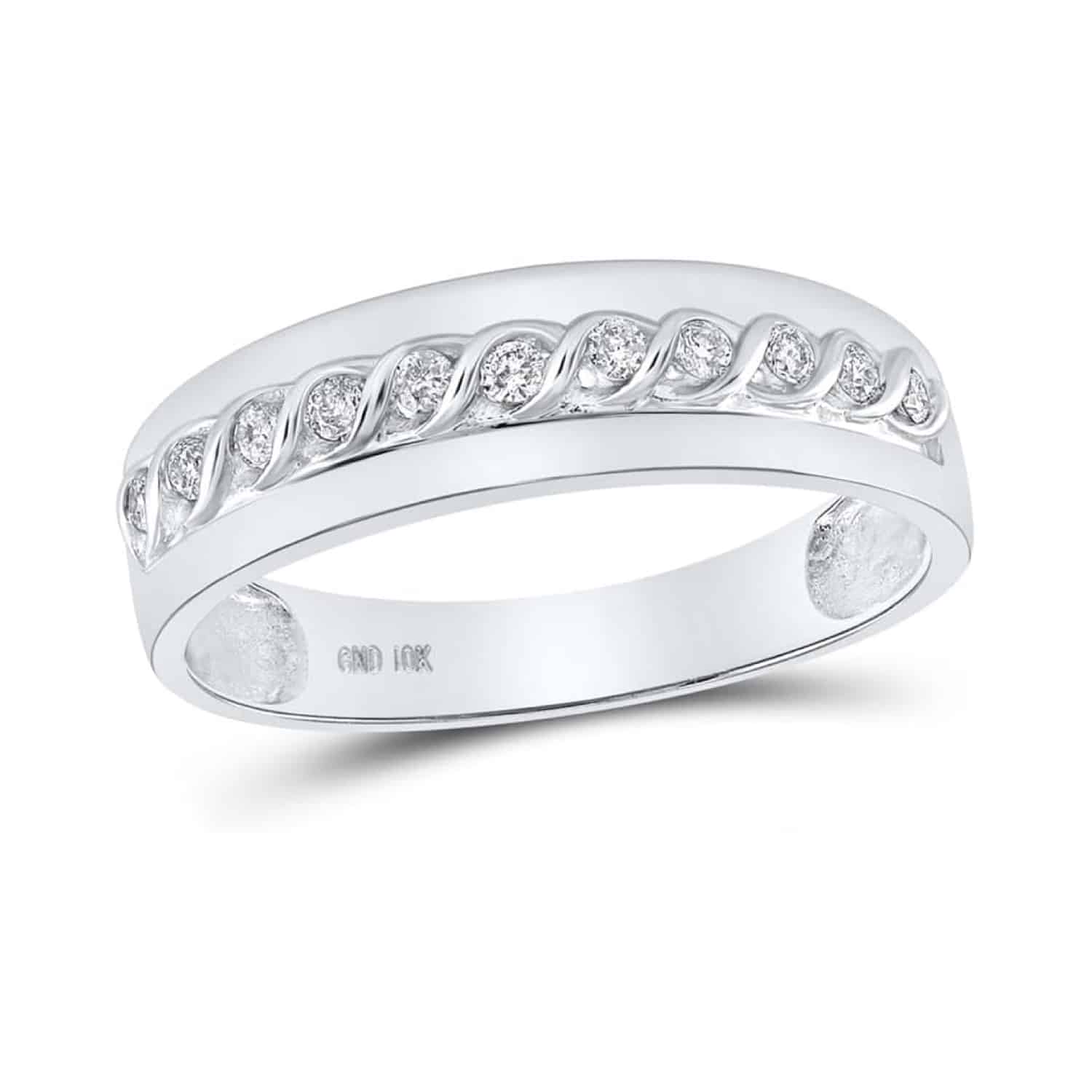 A 10K White Gold His and Hers Engagement Rings Sets featuring a Round Diamond Cluster engagement ring and coordinating matching bands, totaling 3/4 Carat Total Weight.