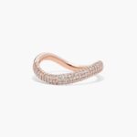 A Sculptural Waves Pavé Diamond Rose Gold Wedding Rings For Women band (2.30mm) in 14K Rose Gold with approximately 0.54 CTW of Round Diamonds.