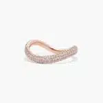 A Sculptural Waves Pavé Diamond Rose Gold Wedding Rings For Women band (2.30mm) in 14K Rose Gold with approximately 0.54 CTW of Round Diamonds.