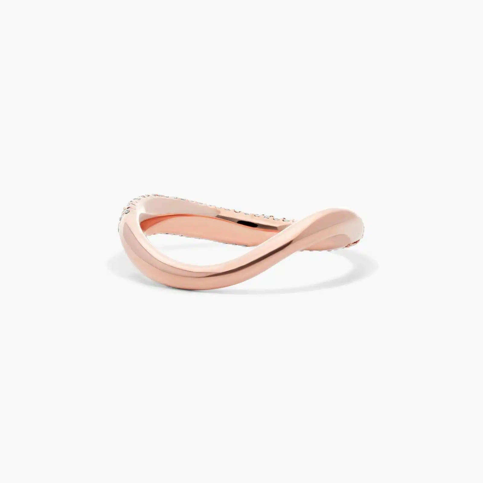 A Sculptural Waves Pavé Diamond Rose Gold Wedding Rings For Women band (2.30mm) in 14K Rose Gold with approximately 0.54 CTW of Round Diamonds.