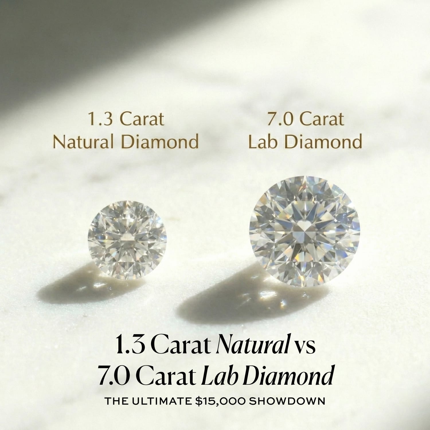 1.3 Carat Natural vs. 7.0 Carat Lab Diamond: The Ultimate $15,000 Showdown