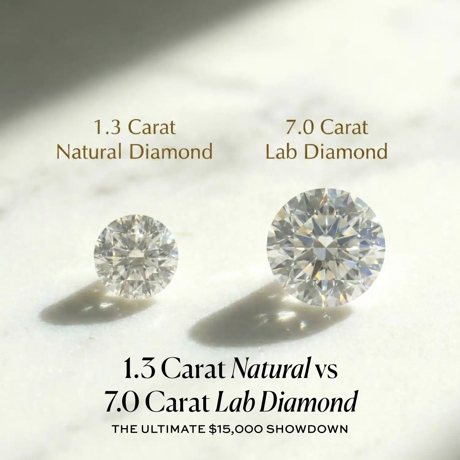1.3 Carat Natural vs. 7.0 Carat Lab Diamond: The Ultimate $15,000 Showdown