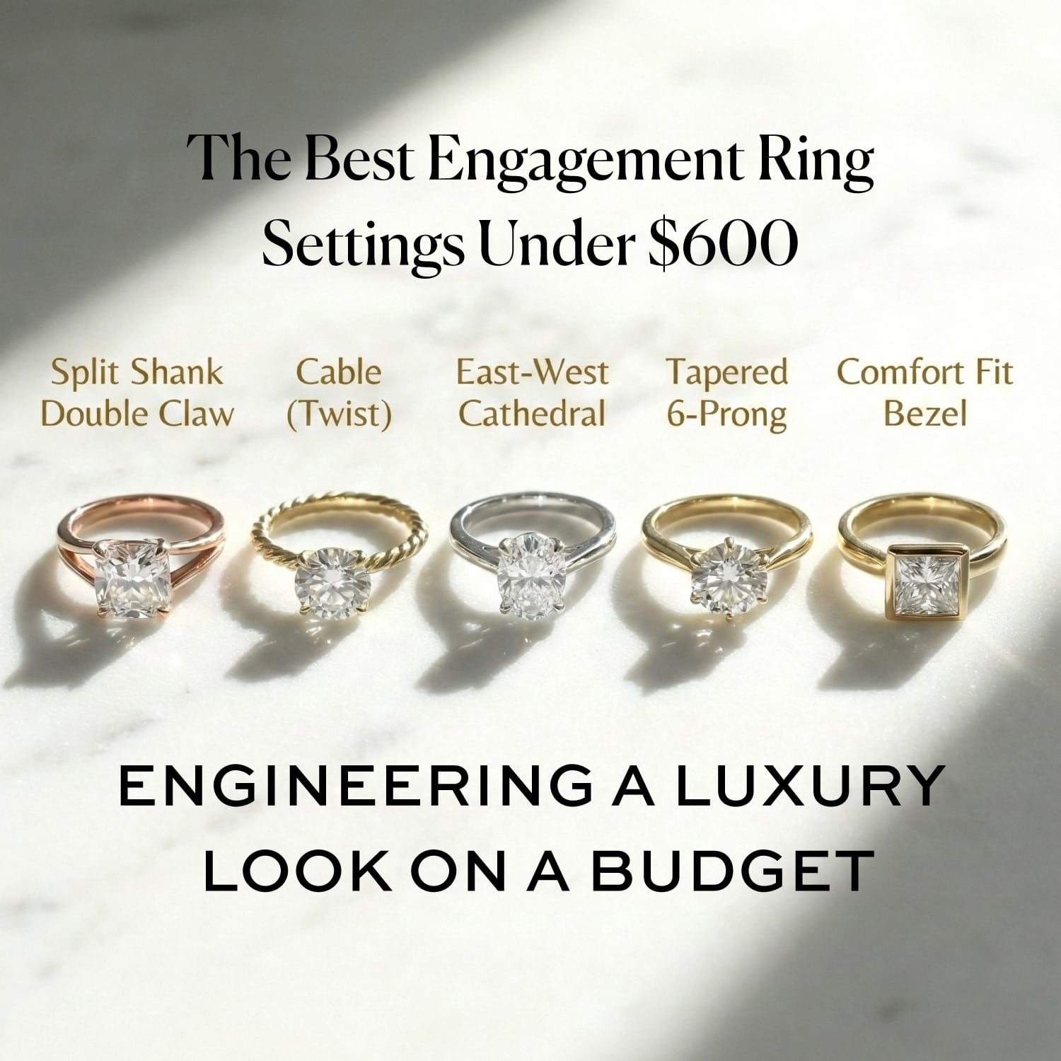 5 Best Engagement Ring Settings Under $600 (Maximize Stone Budget)
