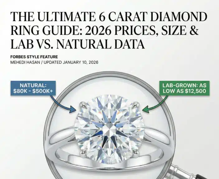 The Ultimate 6 Carat Diamond Ring Guide: 2026 Prices, Size & Lab vs. Natural Data