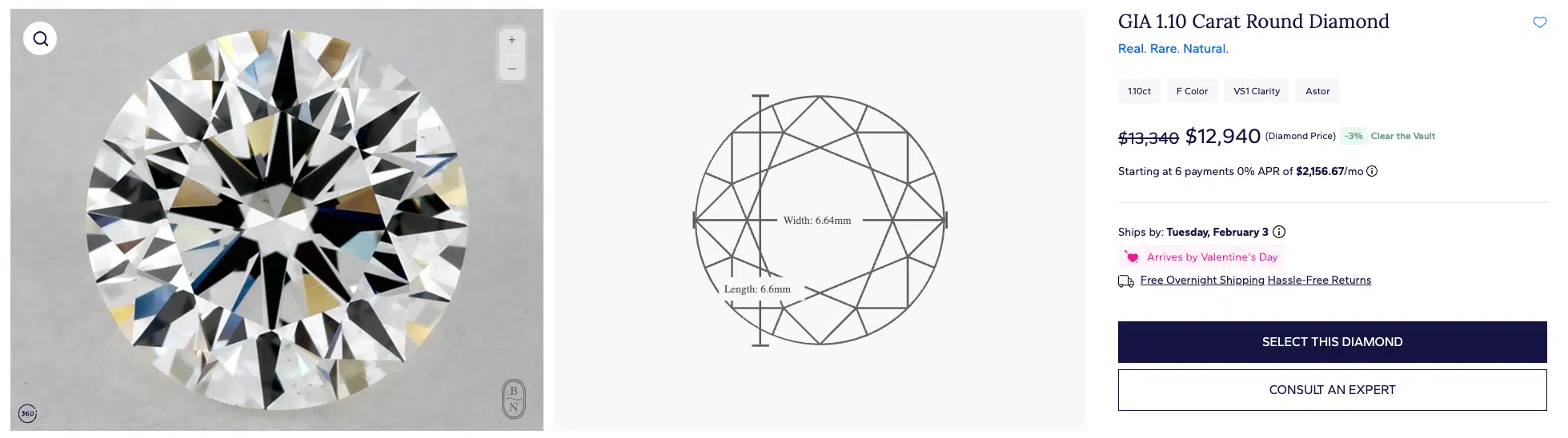 GIA 1.10 Carat Round Diamond Astor Cut