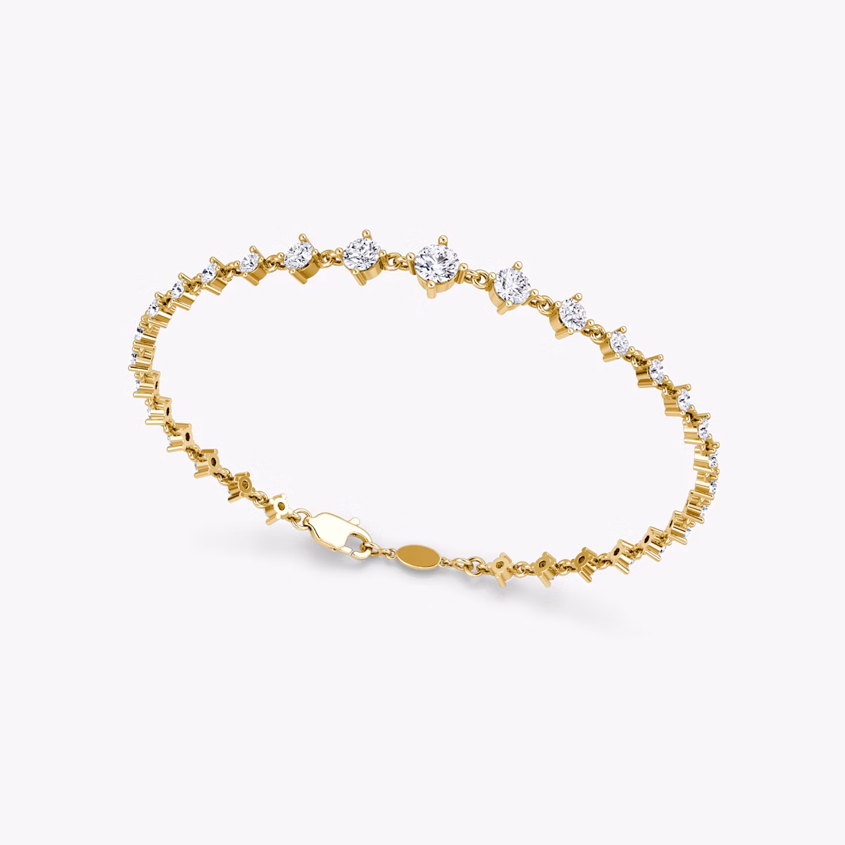 Infinity Linked 1.70 CTW Graduated Lab Diamond Bracelet - Lab Grown Diamond Tennis Bracelets Under $3000 2 14K yellow gold graduated lab grown diamond tennis bracelets under $3000 featuring 1.70 CTW of VRAI created colorless diamonds.