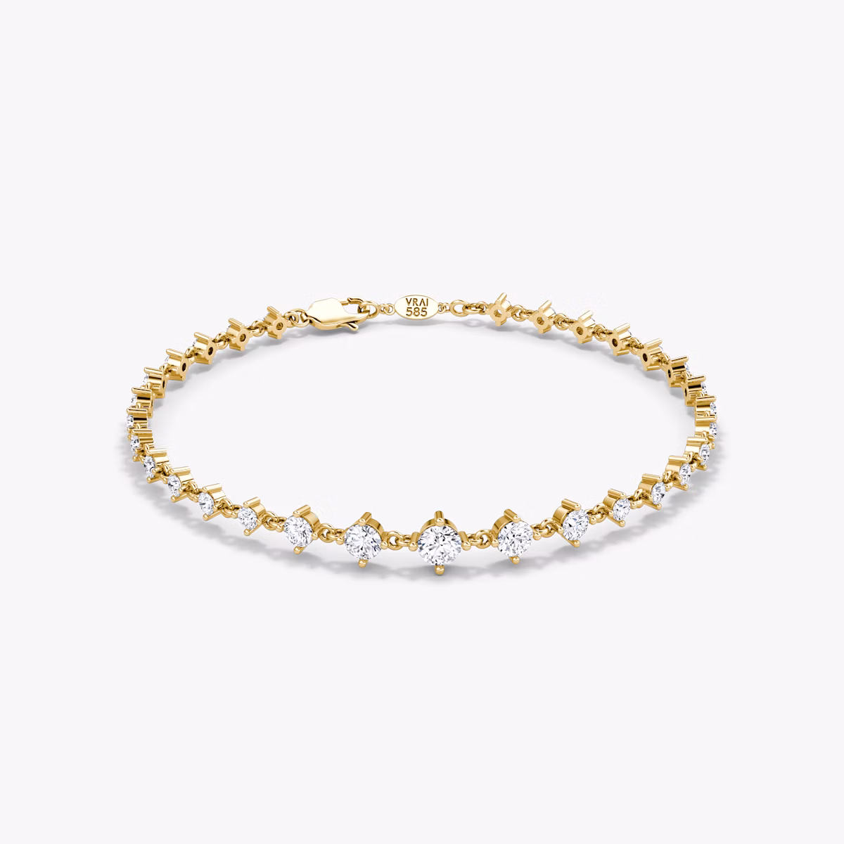 Infinity Linked 1.70 CTW Graduated Lab Diamond Bracelet - Lab Grown Diamond Tennis Bracelets Under $3000 14K yellow gold graduated lab grown diamond tennis bracelets under $3000 featuring 1.70 CTW of VRAI created colorless diamonds.