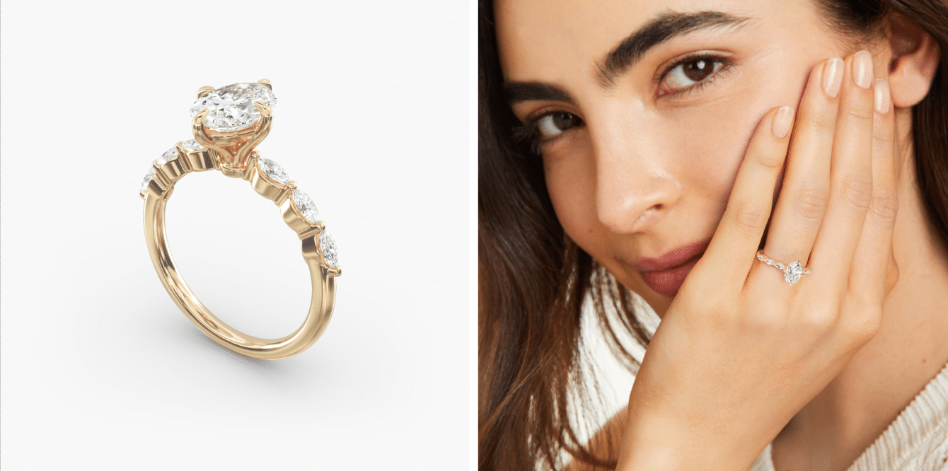 James Allen Oval 1 CT Shared Prong Marquise Sidestone ($2,190)