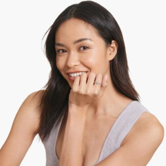 14K white gold marquise sidestone engagement rings under $2,500 featuring a 1 carat oval lab grown diamond and 0.30 CTW marquise accents.