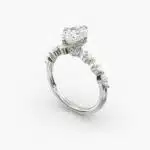 14K white gold marquise sidestone engagement rings under $2,500 featuring a 1 carat oval lab grown diamond and 0.30 CTW marquise accents.