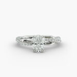 14K white gold pavé rope engagement rings under $2,500 featuring a 1.5 carat oval lab grown diamond and 0.18 CTW natural diamond accents.