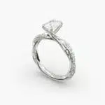 14K white gold pavé rope engagement rings under $2,500 featuring a 1.5 carat oval lab grown diamond and 0.18 CTW natural diamond accents.