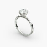 Platinum round solitaire engagement rings under $2,500 featuring a 1 carat round lab grown diamond with claw prongs on a 2.00mm flush-fit band.