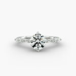 14K white gold marquise sidestone engagement rings under $2,500 featuring a 1 carat round lab-grown diamond and 0.30 CTW marquise accents.