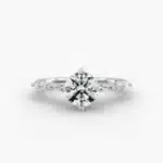 14K white gold marquise sidestone engagement rings under $2,500 featuring a 1 carat round lab-grown diamond and 0.30 CTW marquise accents.