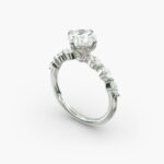 14K white gold marquise sidestone engagement rings under $2,500 featuring a 1 carat round lab-grown diamond and 0.30 CTW marquise accents.