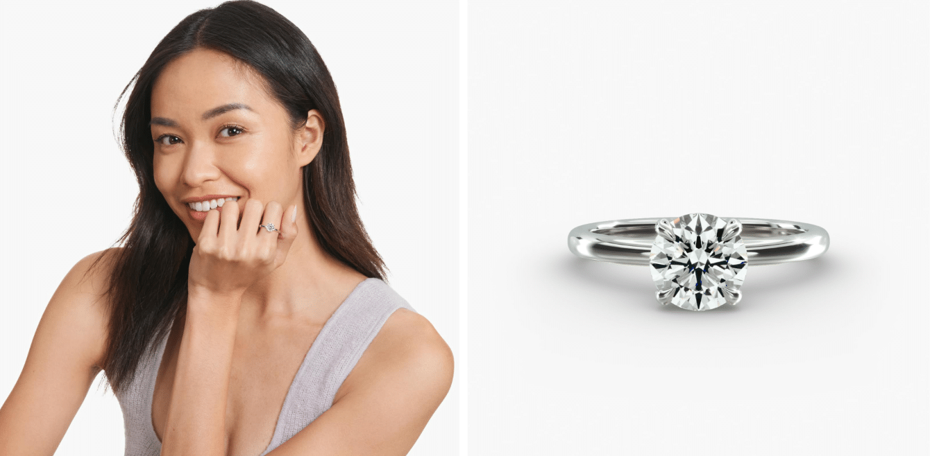 Round 1.5 CT Certified Lab-Grown Diamond Claw Prong Flush Fit Solitaire Engagement Ring In Platinum.