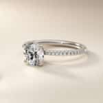 14K white gold micropavé engagement rings under $2,500 featuring a 1.5 carat round lab grown diamond and 22 natural diamond accents on a 1.70mm band.
