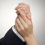 14K white gold petite twist engagement rings under $2,500 featuring a 1.5 carat round lab grown diamond and 20 pavé natural diamonds on a 2.80mm shank.