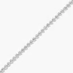 14K white gold round lab grown diamond tennis bracelets under $3000 featuring 4 CTW of brilliant diamonds and a floral box clasp.