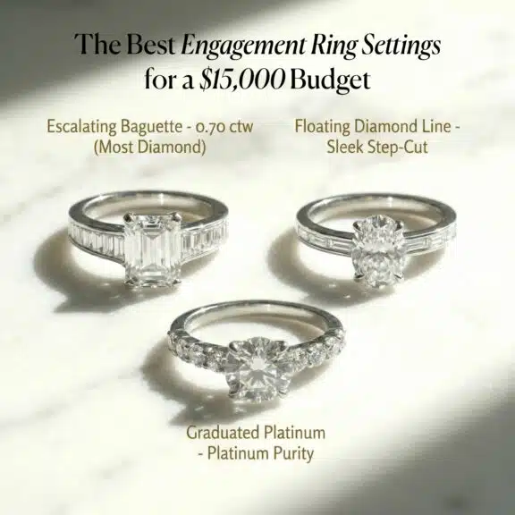 The Best Engagement Ring Settings for a $15,000 Budget: Platinum, Baguettes & 2026 Trends
