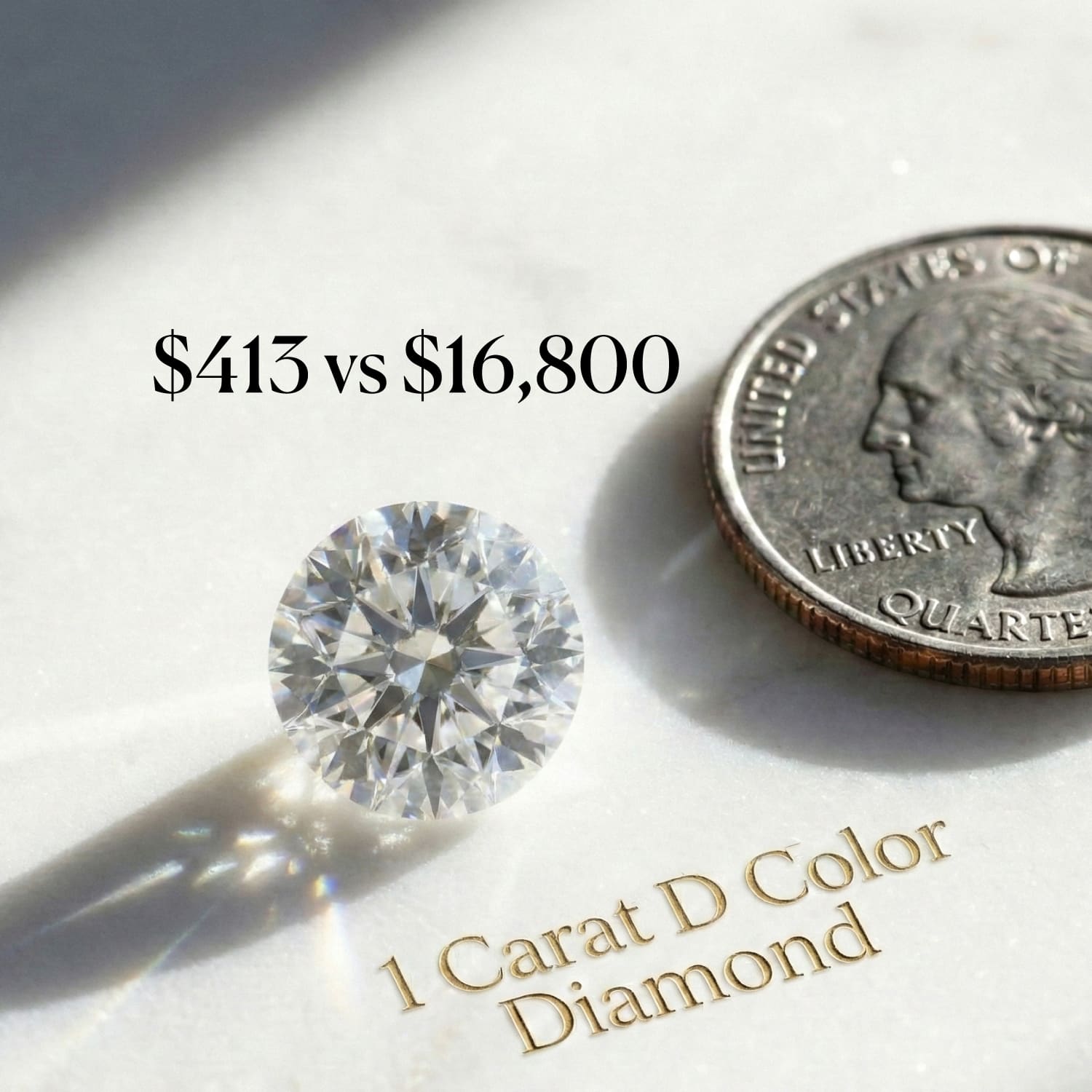 How much is a 1 carat D color diamond price in 2026? See the $16,000 price gap between Natural ($16,870) and Lab-Grown ($413). Learn why VVS2 is the "Smart Buy" and save $10,000 instantly.