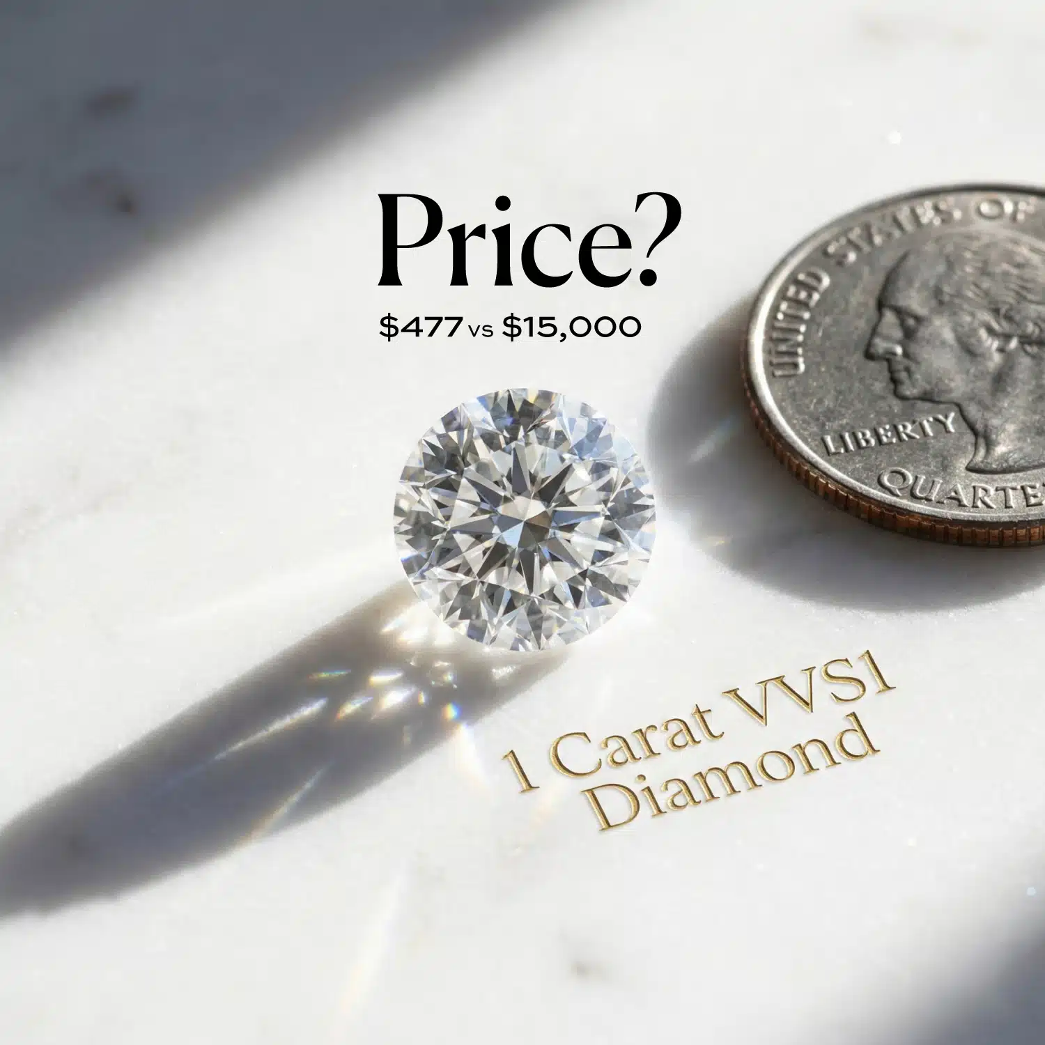 1 Carat VVS1 Diamond Price: $477 vs $15,000 (2026)