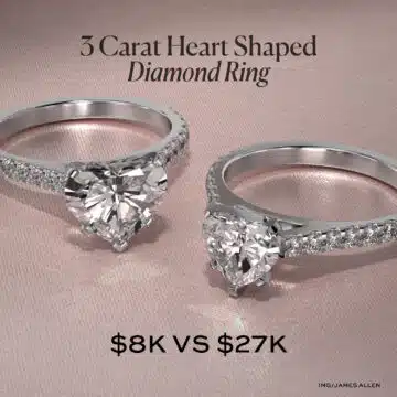 3 Carat Heart Shaped Diamond Ring: $8k vs $27k